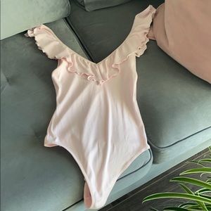 Pink Ruffle Wilfred/Aritzia Bodysuit (Size M)